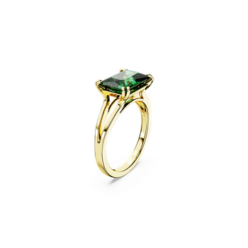 Matrix cocktail ring, Rectangular cut, Green, Gold-tone plated 5677140