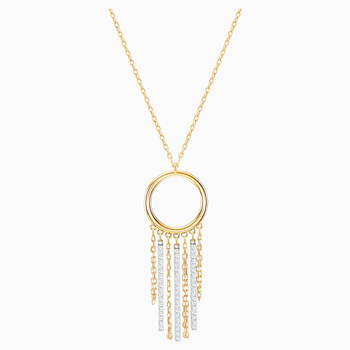 Lyrebird Circle Necklace, White, Mixed plating 5381226