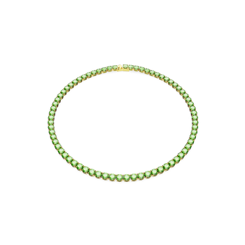 Matrix Tennis necklace, Round cut, Medium, Green, Gold-tone plated 5661189