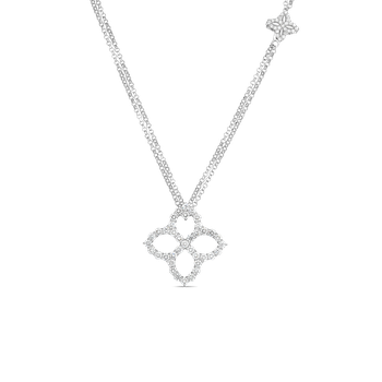 18K W Princess Flower 25Mm Diamond Outline Pendant On 33" Chain 8882817AW33X