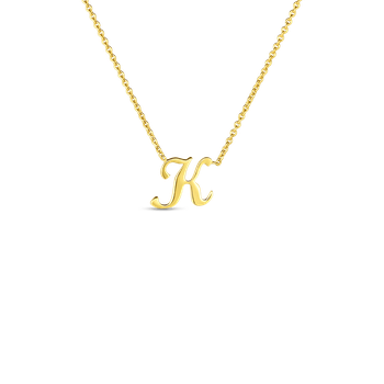 18K Yellow Gold Tiny Treasures Script Initial 'K' Necklace 000021AYCH0K