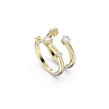 Constella ring, Set (2), Round cut, White, Gold-tone plated 5640967