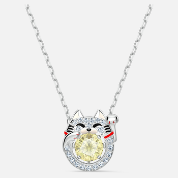 Swarovski Sparkling Dance Cat Necklace, Light multi-colored, Rhodium plated 5515438