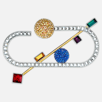 Spectacular Brooch, Dark multi-colored, Mixed metal finish 5512465