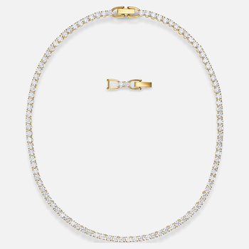Tennis Deluxe Necklace, White, Gold-tone plated 5511545