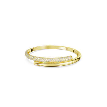 Dextera bangle, Magnetic closure, White, Gold-tone plated 5674980