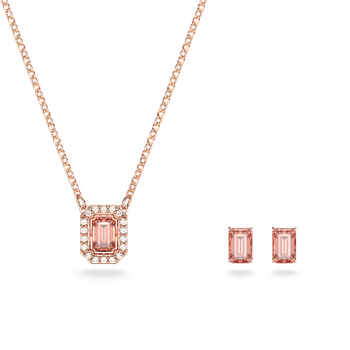 Millenia set, Octagon cut, Pink, Rose gold-tone plated 5620548