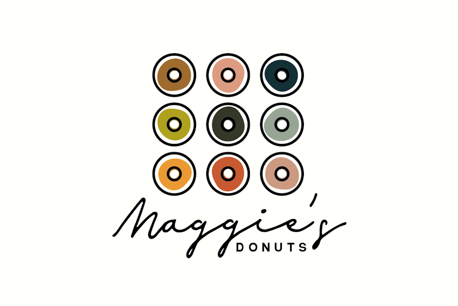 A modern minimalist logo design for a donut shop