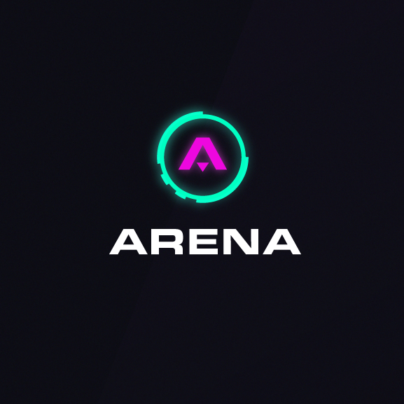 Color trends 2020 example: glowing neon Arena logo