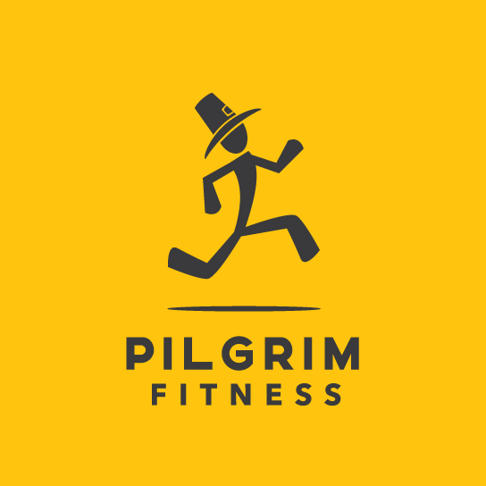 A fitness logo running man character