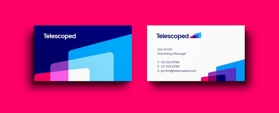 Business cards trends 2020 example: geometric neon business card