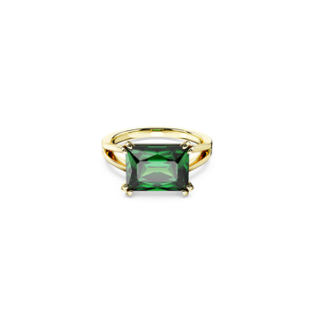 Matrix cocktail ring, Rectangular cut, Green, Gold-tone plated 5677140