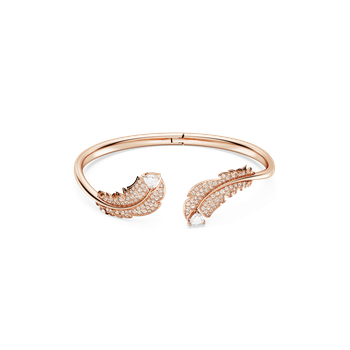 Nice bangle, Feather, White, Rose gold-tone plated 5663478