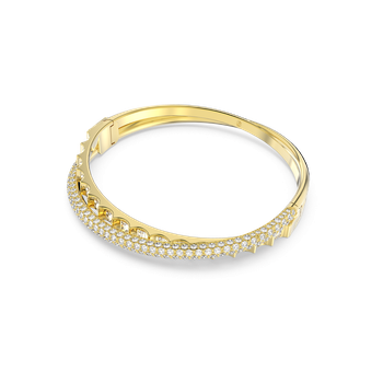 Rota bangle, Mixed cuts, White, Gold-tone plated 5650352