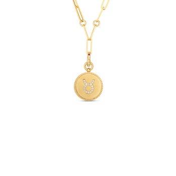 18K Yellow Gold Taurus Zodiac Diamond Medallion Necklace 7773105AY1902