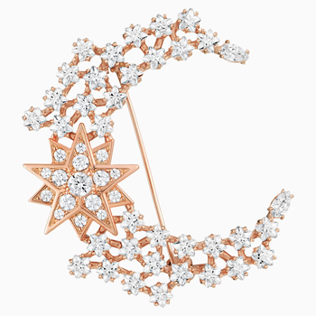 Penélope Cruz Moonsun Brooch, Limited Edition, White, Rose-gold tone plated 5489775