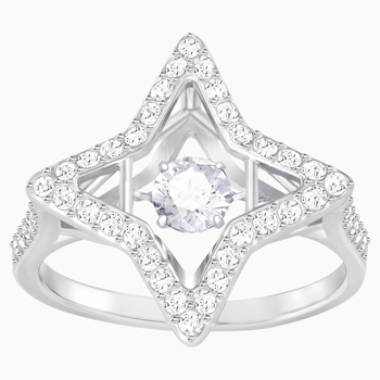 Sparkling Dance Star Ring, White, Rhodium plated 5372931
