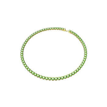 Matrix Tennis necklace, Round cut, Medium, Green, Gold-tone plated 5661189