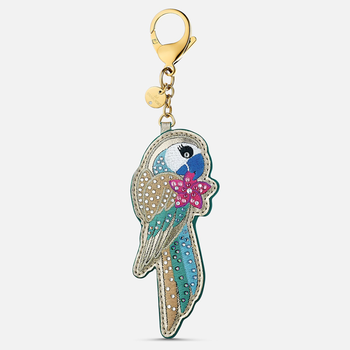Tropical Parrot Bag Charm, Dark multi-colored, Gold-tone plated 5520615