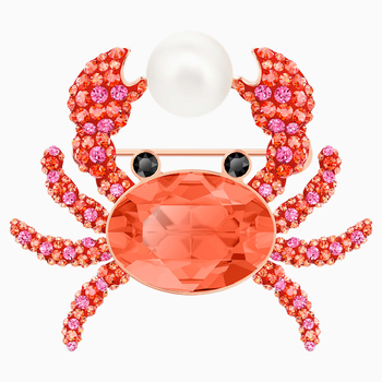 Ocean Crab Brooch, Multi-colored, Rose-gold tone plated 5457571