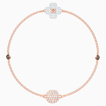 Swarovski Remix Collection Clover Strand, White, Rose-gold tone plated 5451088